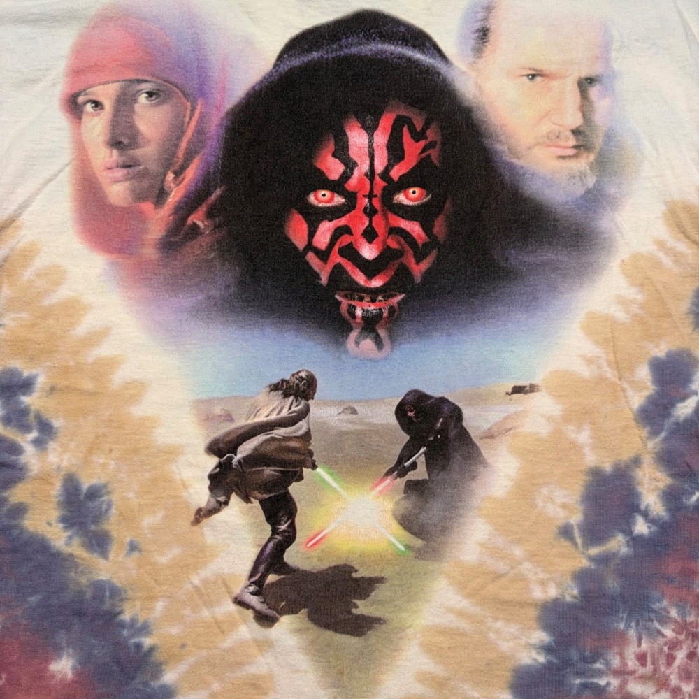 Liquid Blue T-Shirt Mens XL Multi Star Wars Episode I Phantom Menace Tie Dye AOP - Picture 4 of 14